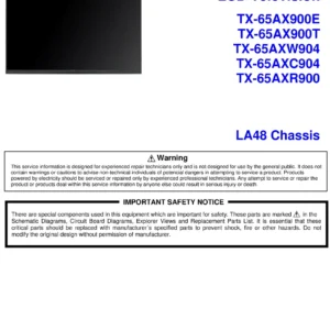 Panasonic tx 65axw904 65axc904 65axr900 65ax900e 65ax900t service manual cover with photo of the television, TV type, chassis code, model code, creation date and document number