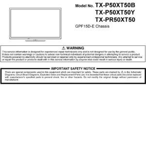 Panasonic tx pr55st50 service manual cover with photo of the television, TV type, chassis code, model code, creation date and document number