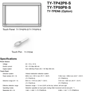 Panasonic ty tp42p8 tp50p8 service manual cover with photo of the television, TV type, chassis code, model code, creation date and document number