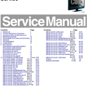 Philips 19pfl3404d 22pfl3404d service manual cover with photo of the television, TV type, chassis code, model code, creation date and document number