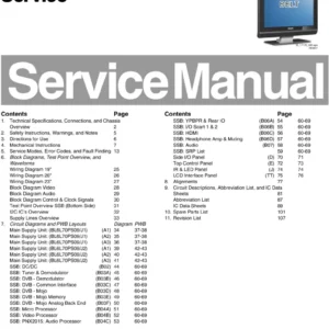 Philips 19pfl5602d service manual cover with photo of the television, TV type, chassis code, model code, creation date and document number