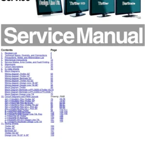 Philips 22pdl4906h service manual cover with photo of the television, TV type, chassis code, model code, creation date and document number