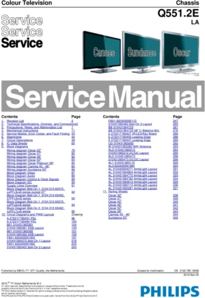 Philips 46pfl8606m service manual cover with photo of the television, TV type, chassis code, model code, creation date and document number
