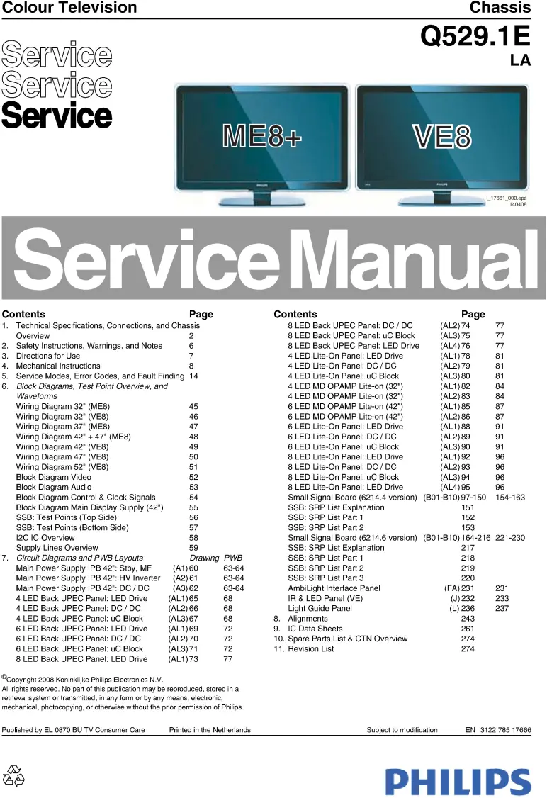 Philips 47pfl9603d 47pfl9603h service manual cover with photo of the television, TV type, chassis code, model code, creation date and document number