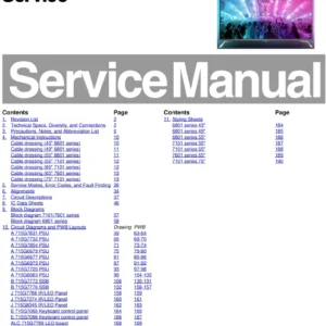 Philips 55put6801 qm16.3ala service manual cover with photo of the television, TV type, chassis code, model code, creation date and document number