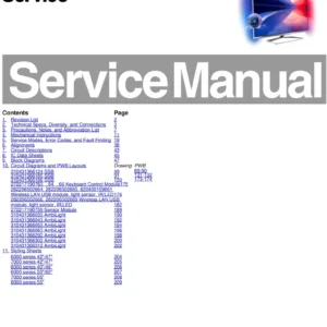 Philips 84pfl9708s service manual cover with photo of the television, TV type, chassis code, model code, creation date and document number