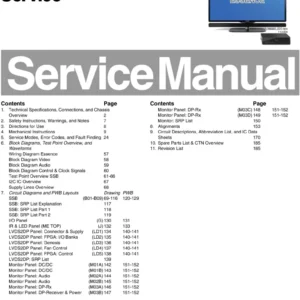 Philips essence 42pes0001d service manual cover with photo of the television, TV type, chassis code, model code, creation date and document number