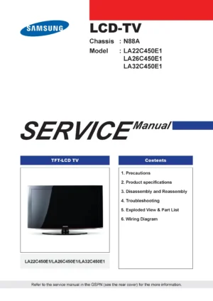 Samsung la22c450e1 la26c450e1 la32c450e1 service manual cover