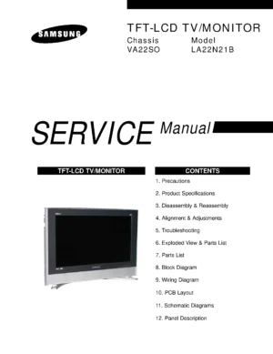 Samsung la22n21b service manual cover