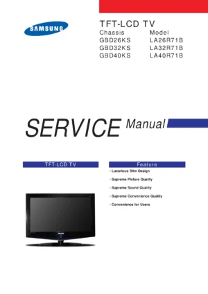 Samsung la26r71b service manual cover