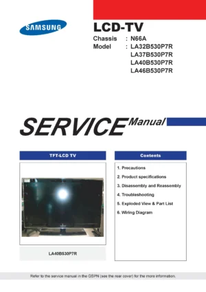 Samsung la32b530p7r la37b530p7r la40b530p7r la46b530p7r service manual cover