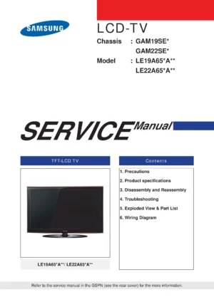 Samsung le19a656a1d service manual cover