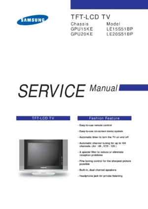 Samsung le20s51bp service manual cover