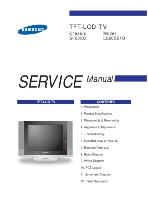 Samsung le20s51bu service manual cover