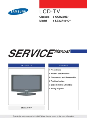 Samsung le22a457c1d service manual cover