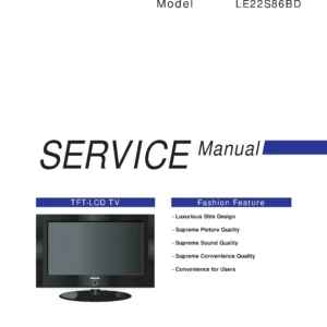 Samsung le22s86bd service manual cover with photo of the television, model type and code and manual contents