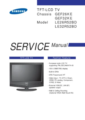 Samsung le26r52bd service manual cover