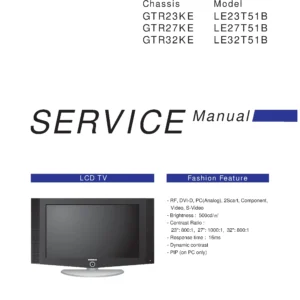 Samsung le32t51b service manual cover with photo of the television, model type and code and manual contents