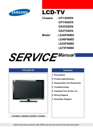 Samsung le70f96bd service manual cover