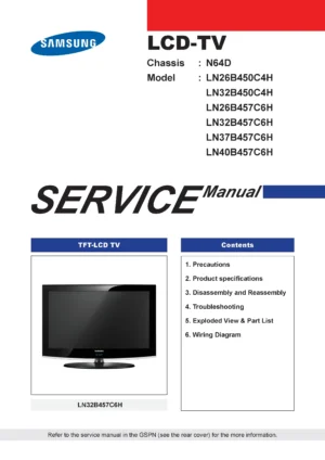 Samsung ln26 32 37 40b450c4h 457c6h service manual cover