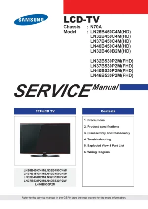 Samsung ln26 32 37 ln 40b450c4m ln32b460b2m service manual cover