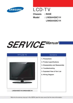 Samsung ln26a450c1h ln40a450c1h service manual cover