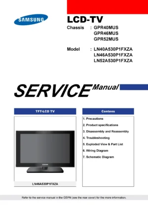 Samsung ln40a530p1fxza ln46a530p1fxza ln52a530p1fxza service manual cover