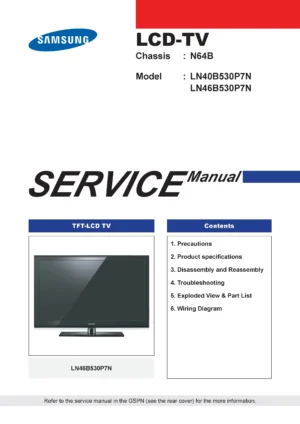 Samsung ln40b530p7n ln46b530p7n service manual cover