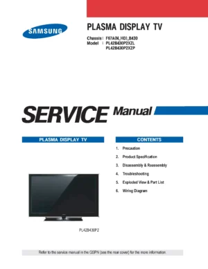 Samsung pl42b430p2 pl42b430p2xzl pl42b430p2xz service manual cover