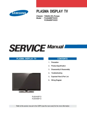 Samsung pl50a450p1d pl42a450p1d pl42a450p1dxzx pl50a450p1dxzx service manual cover