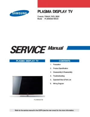 Samsung pl50b650s1m pl50b650s1mxzd service manual cover