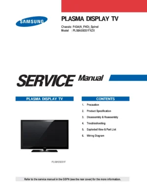 Samsung pl58a550s1f pl58a550s1fxzx service manual cover