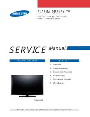 Samsung pn42a400 pn42a400c2d pn42a400c2dxza service manual cover