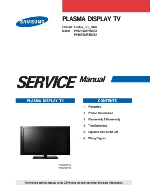 Samsung pn42b400 pn42b400p3d service manual cover