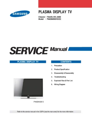 Samsung pn42b450 pn42b450b1d service manual cover