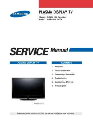 Samsung pn50a410 pn50a410c1d service manual cover