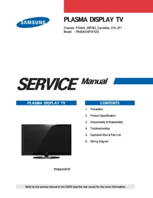 Samsung pn50a510 pn50a510p3f service manual cover
