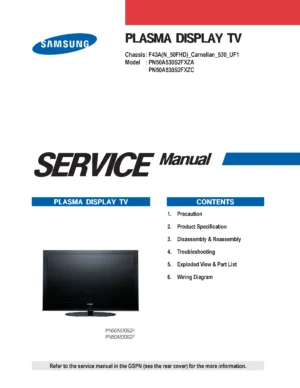 Samsung pn50a530 pn50a530s2f service manual cover