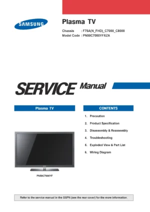 Samsung pn50c7000 pn50c7000yf service manual cover