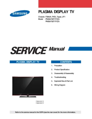 Samsung pn58a760 pn58a760t1f service manual cover