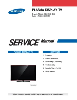 Samsung pn58b540 pn58b540s3f service manual cover