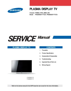 Samsung pn58b850 pn58b850y1f service manual cover