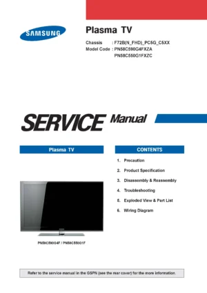 Samsung pn58c590 pn58c590g4f service manual cover