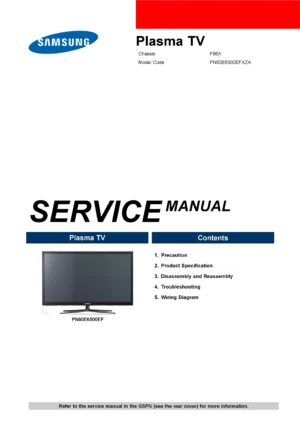 Samsung pn60e6500 pn60e6500ef pn51e6500 pn51e6500ef service manual cover