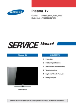 Samsung pn63c590 pn63c590g4f service manual cover