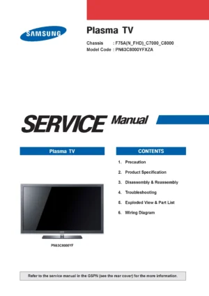 Samsung pn63c8000 pn63c8000yf service manual cover