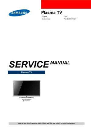 Samsung pn64d8000ff service manual cover