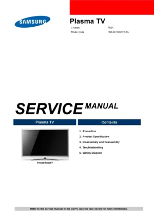 Samsung pn64e7000 pn64e7000ff service manual cover