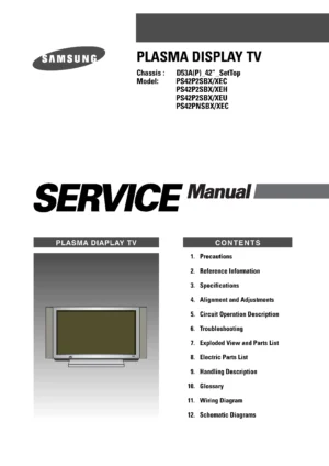 Samsung ps 42p2sb ps42p2sb service manual cover