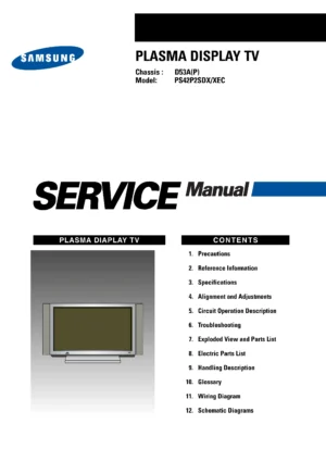 Samsung ps 42p2sd ps42p2sd service manual cover